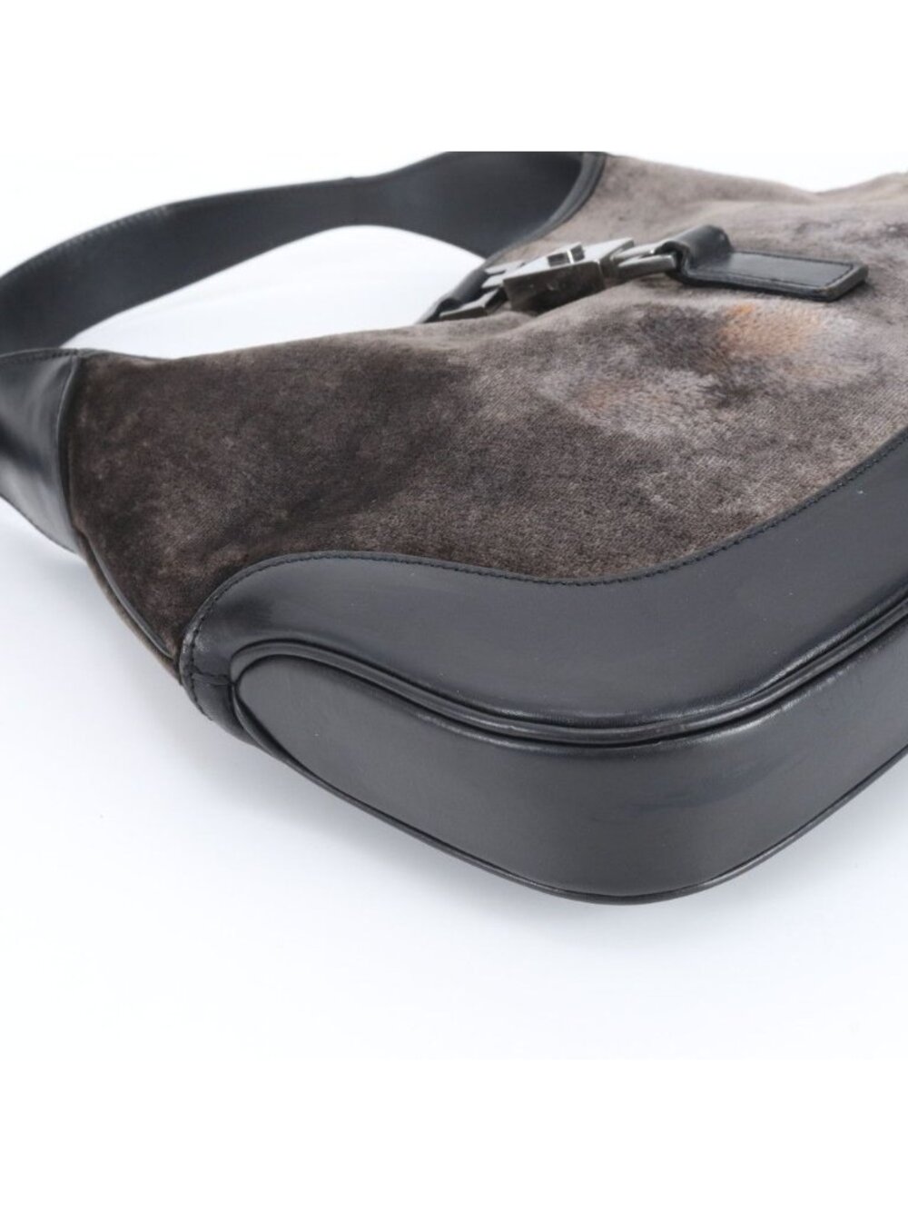 ★SOLD★ Gucci Jackie Velour 001 Leather Shoulder Bag Hand Black Gray - Picture 6 of 11